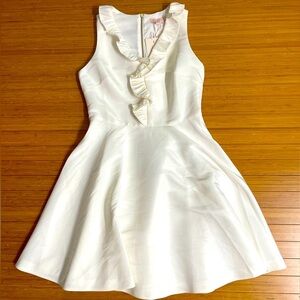 Ted Barker London ruffle V-neck front skater dress Ivory Sz 3 NWT